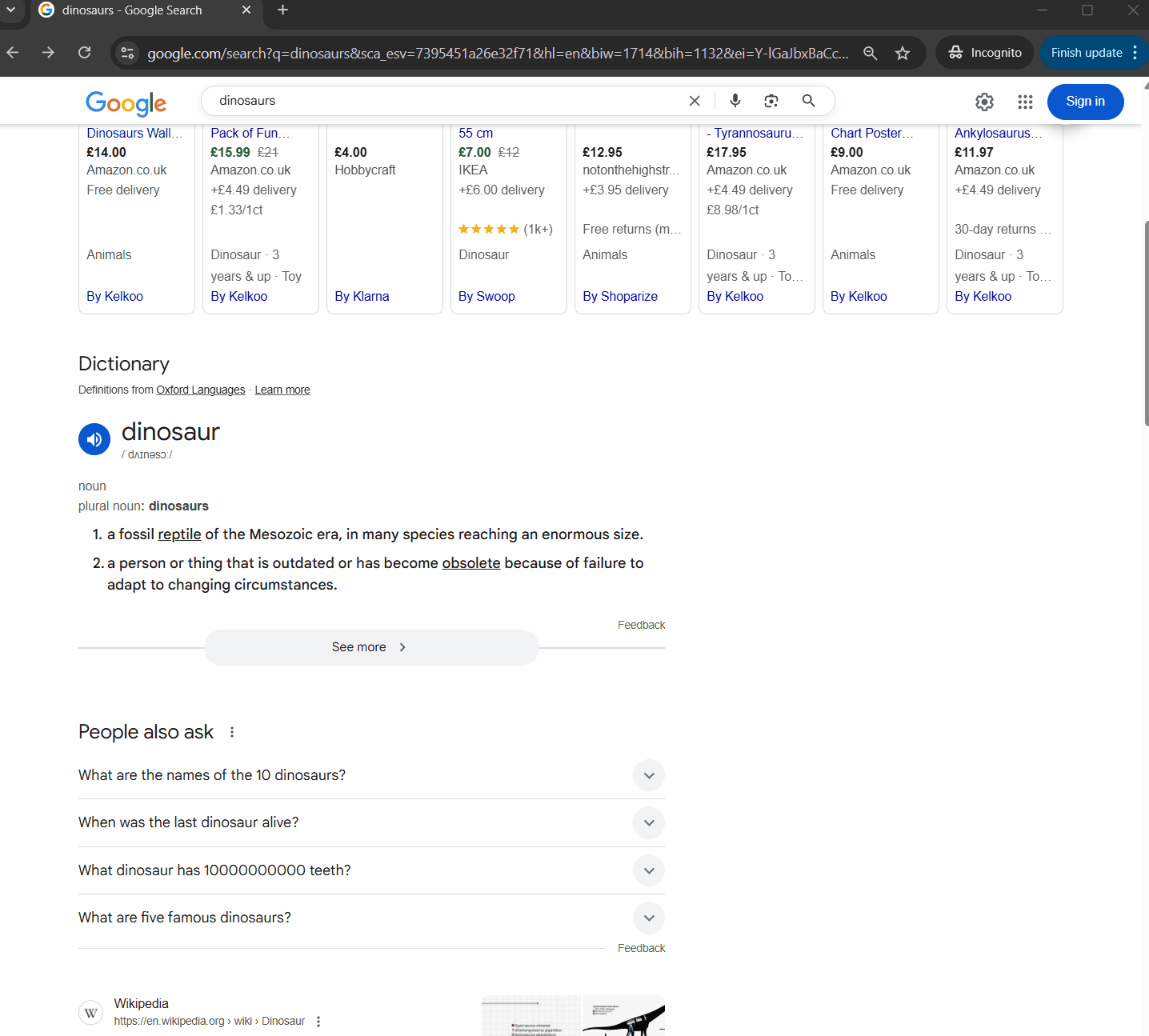 dinosaurs dictionary