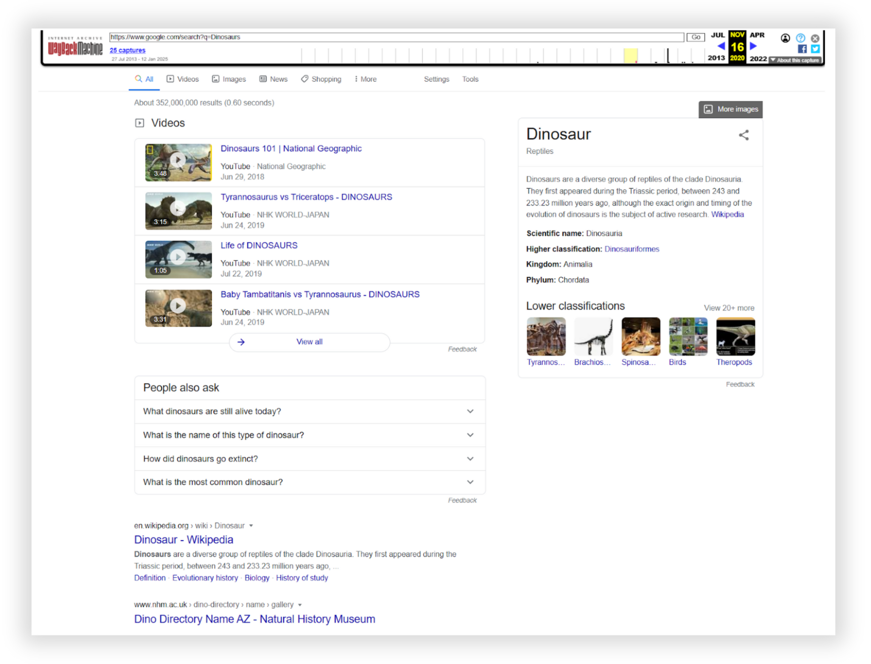 google results 2020 dinosaur